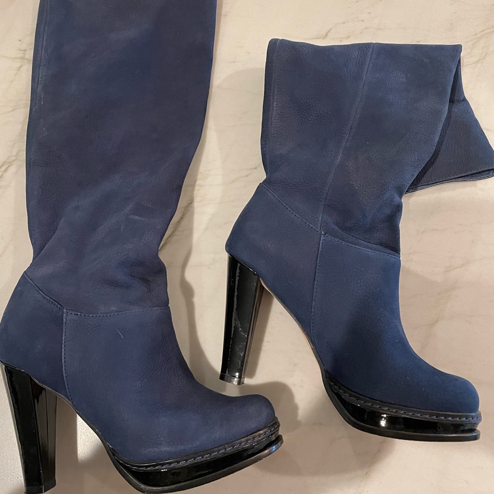 Cole Haan navy slouchy boots